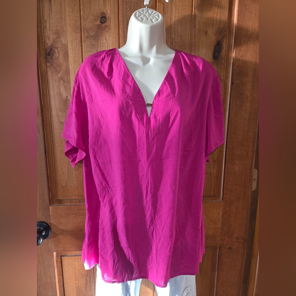 Calvin Klein Fuchsiaโ V-Neck Blouse